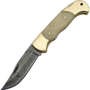 Damascus Lockback Bone (3.25″)