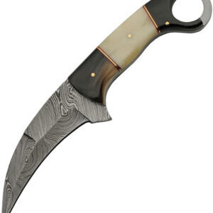 Damascus Karambit Horn/Bone (4.25″)