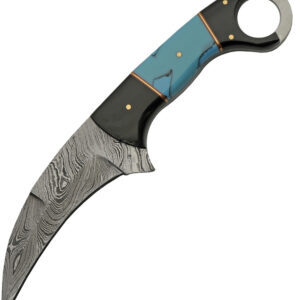 Damascus Karambit Horn/Turquoise (4.25″)