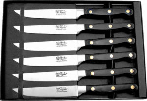 Hen & Rooster Steak Knife Set Black Wood (5″)